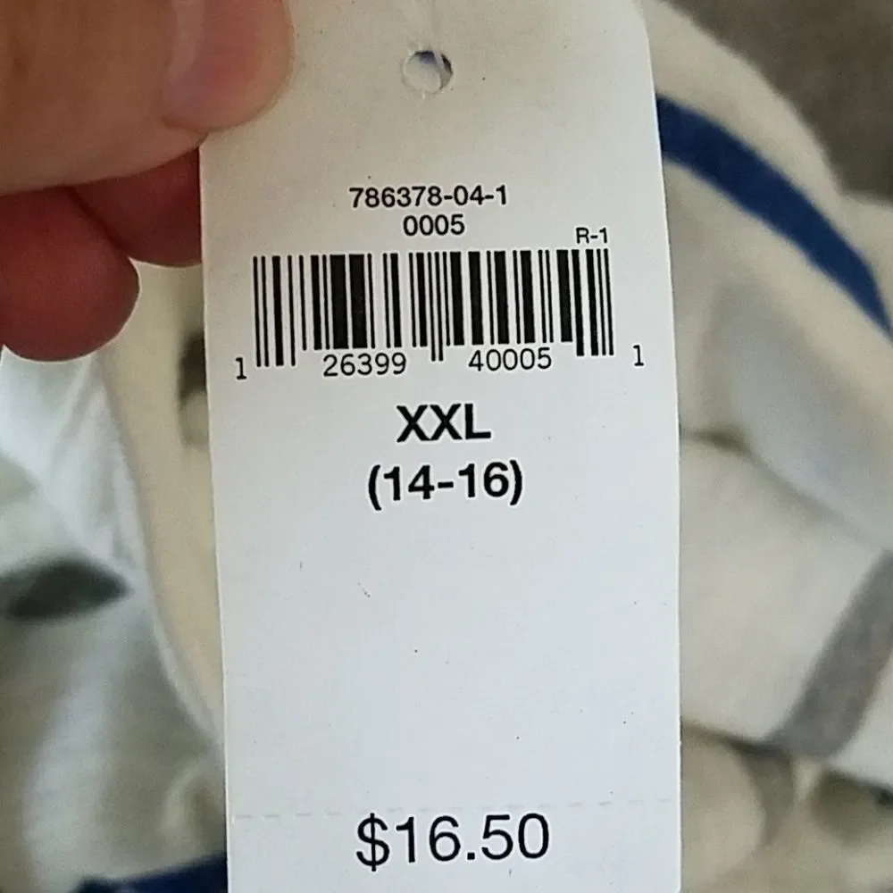 GAP Boy's Long Sleeve Tee White Gray Blue Striped Shirt Size XXL